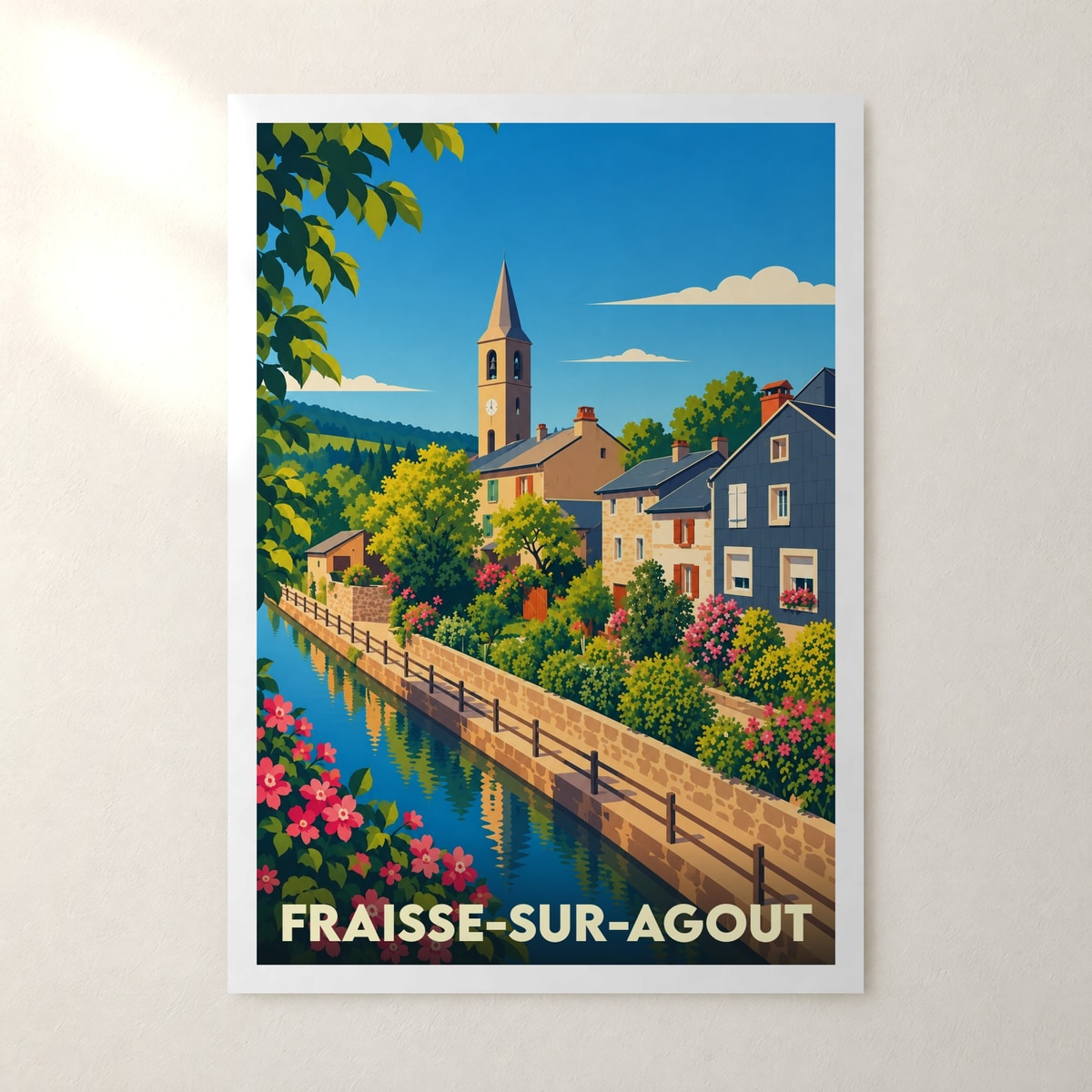 Affiche Fraisse-sur-Agout – sans cadre, accrochée au mur