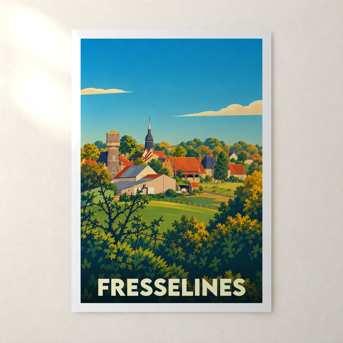 Affiche Fresselines – sans cadre, accrochée au mur