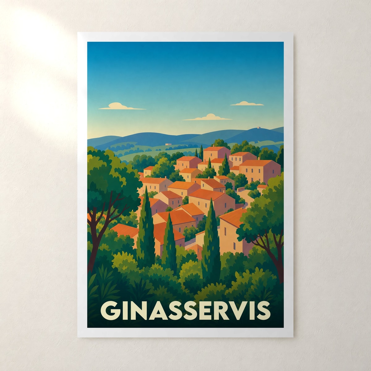Affiche Ginasservis – sans cadre, accrochée au mur