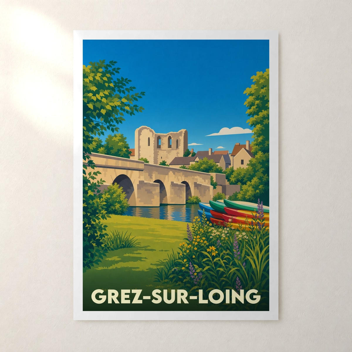 Affiche Grez-sur-Loing – sans cadre, accrochée au mur