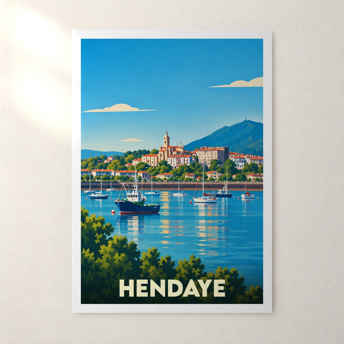 Affiche Hendaye – sans cadre, accrochée au mur