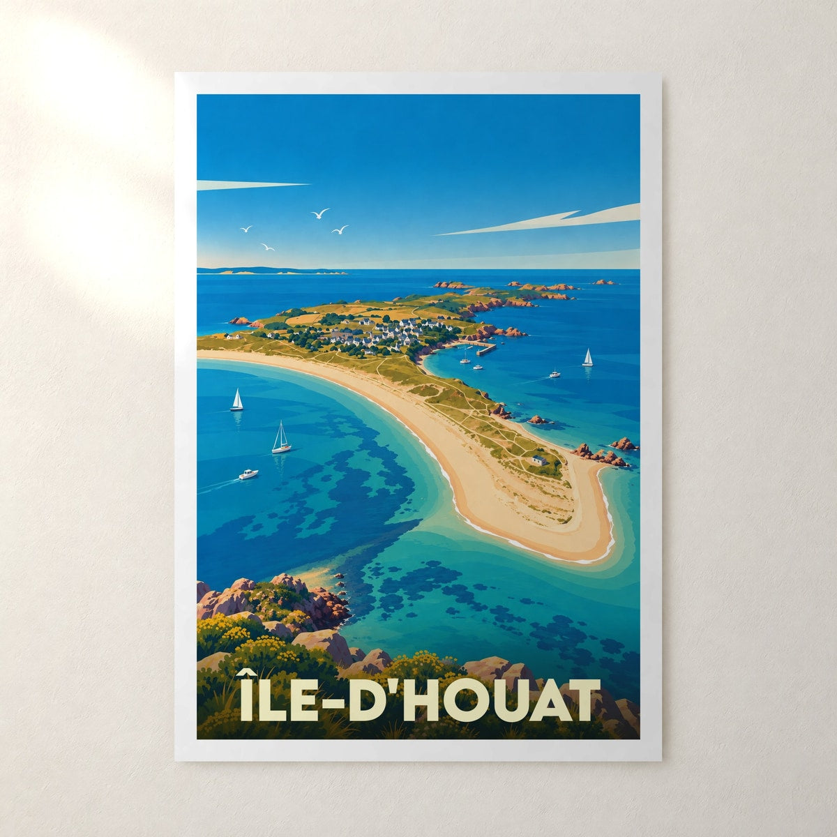 Affiche Île-d'Houat – sans cadre, accrochée au mur