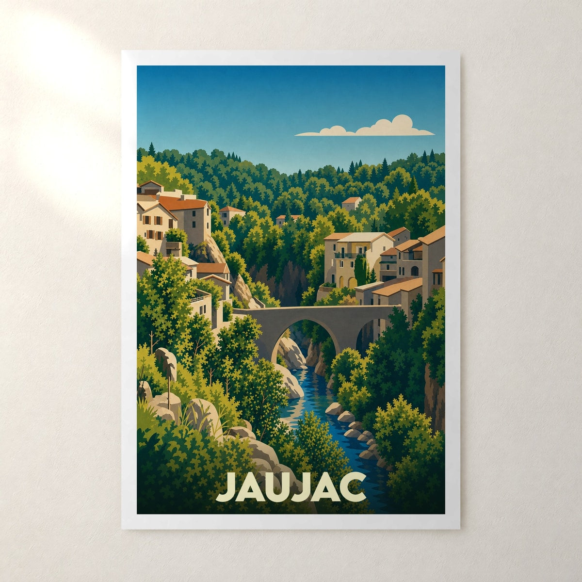 Affiche Jaujac – sans cadre, accrochée au mur