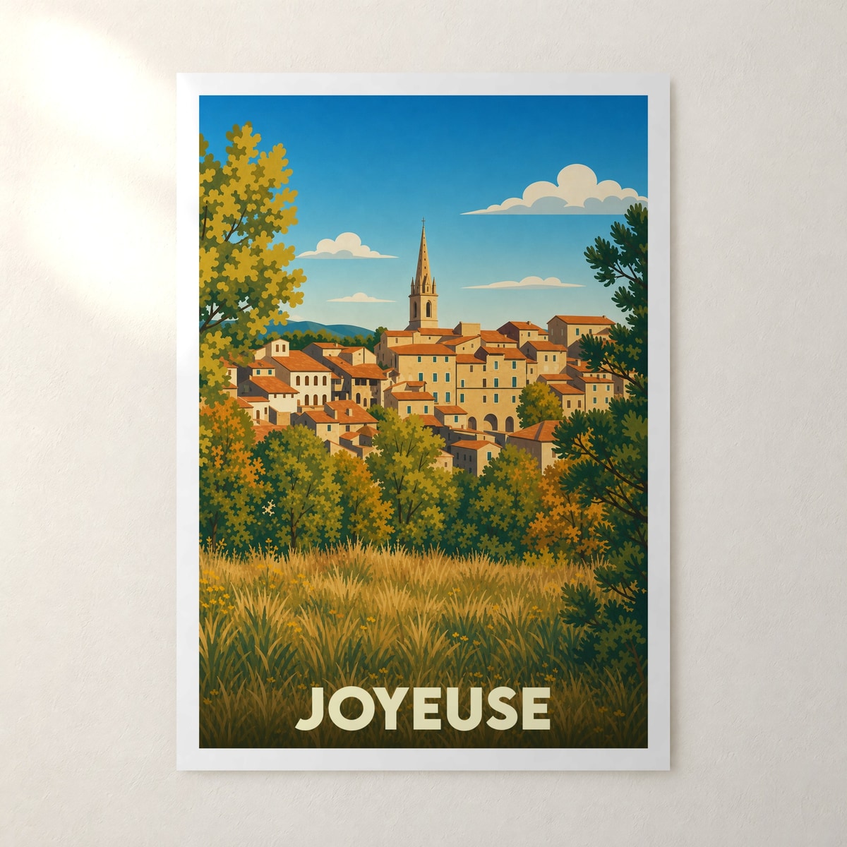 Affiche Joyeuse – sans cadre, accrochée au mur