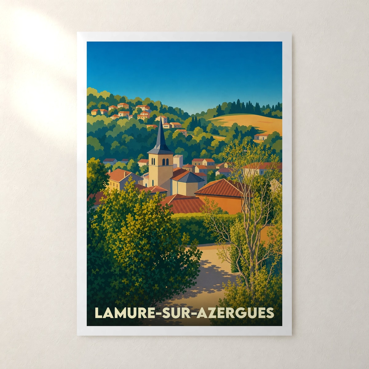 Affiche Lamure-sur-Azergues – sans cadre, accrochée au mur