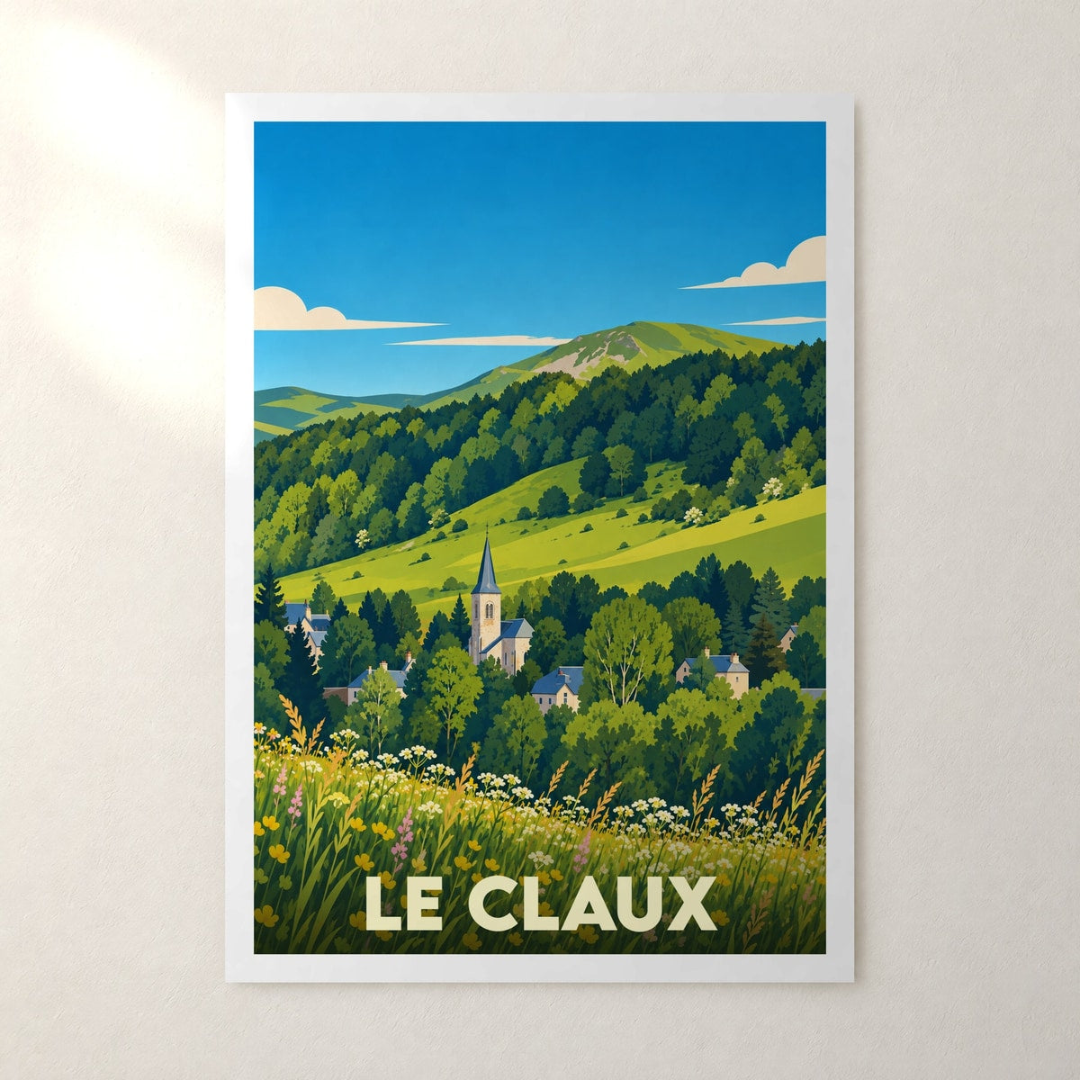 Affiche Le Claux – sans cadre, accrochée au mur
