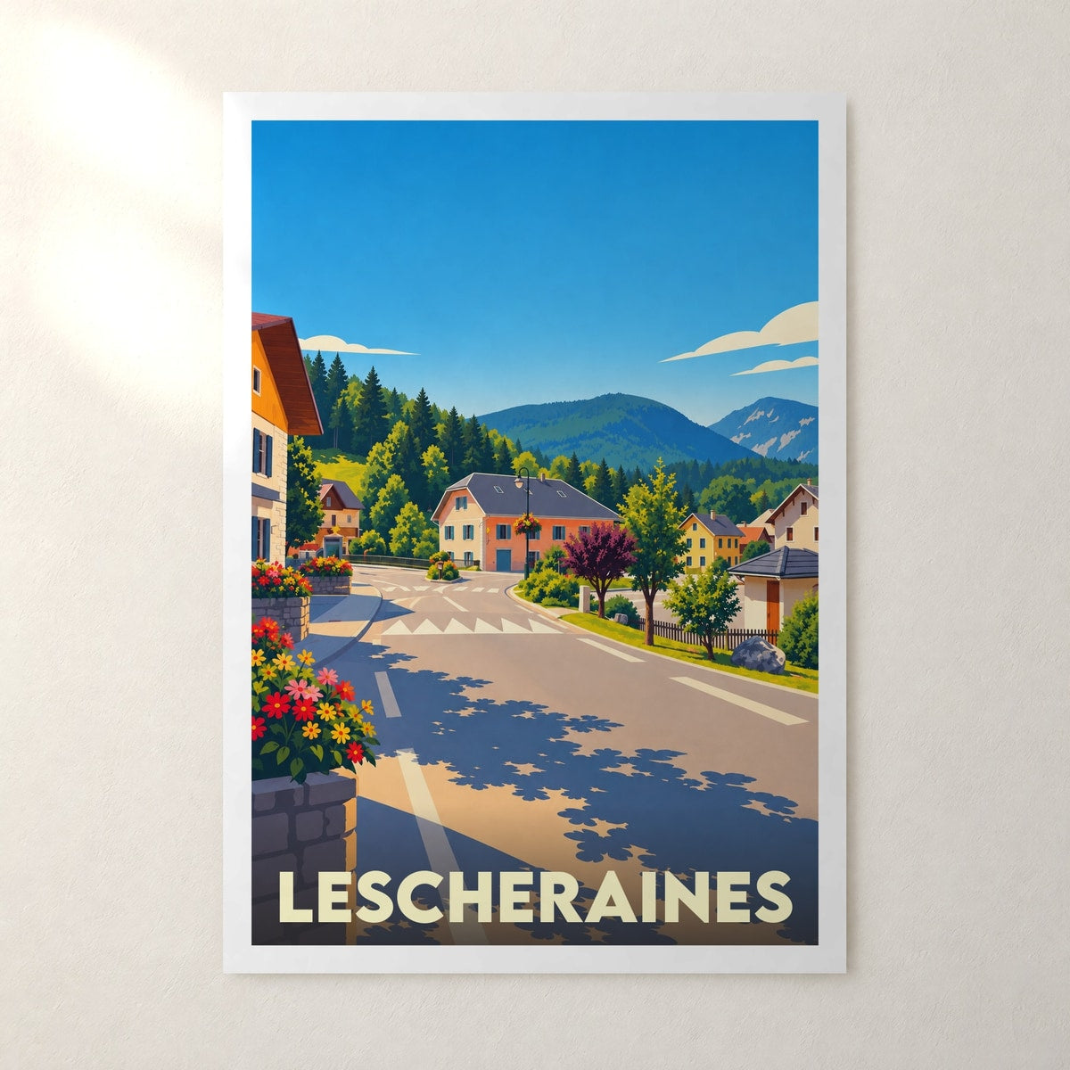Affiche Lescheraines – sans cadre, accrochée au mur
