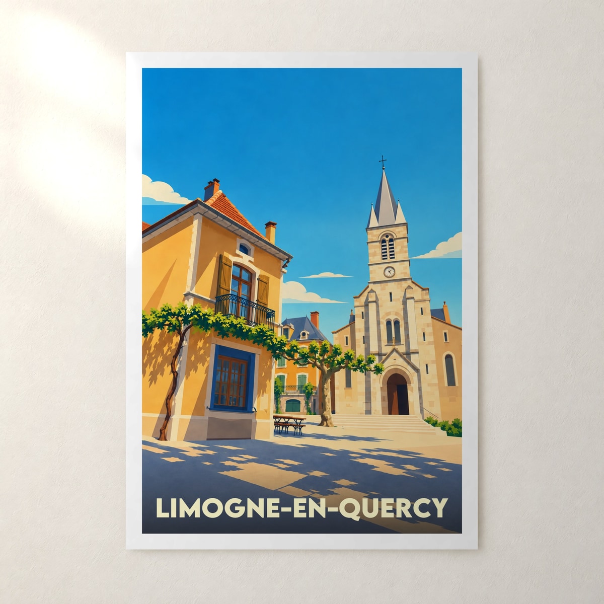Affiche Limogne-en-Quercy – sans cadre, accrochée au mur