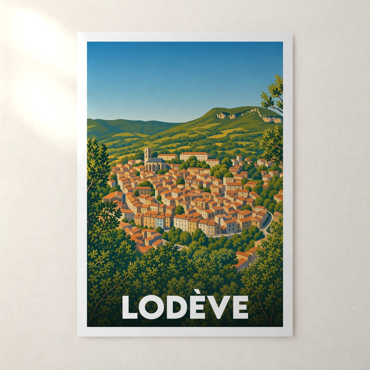 Affiche Lodève – sans cadre, accrochée au mur