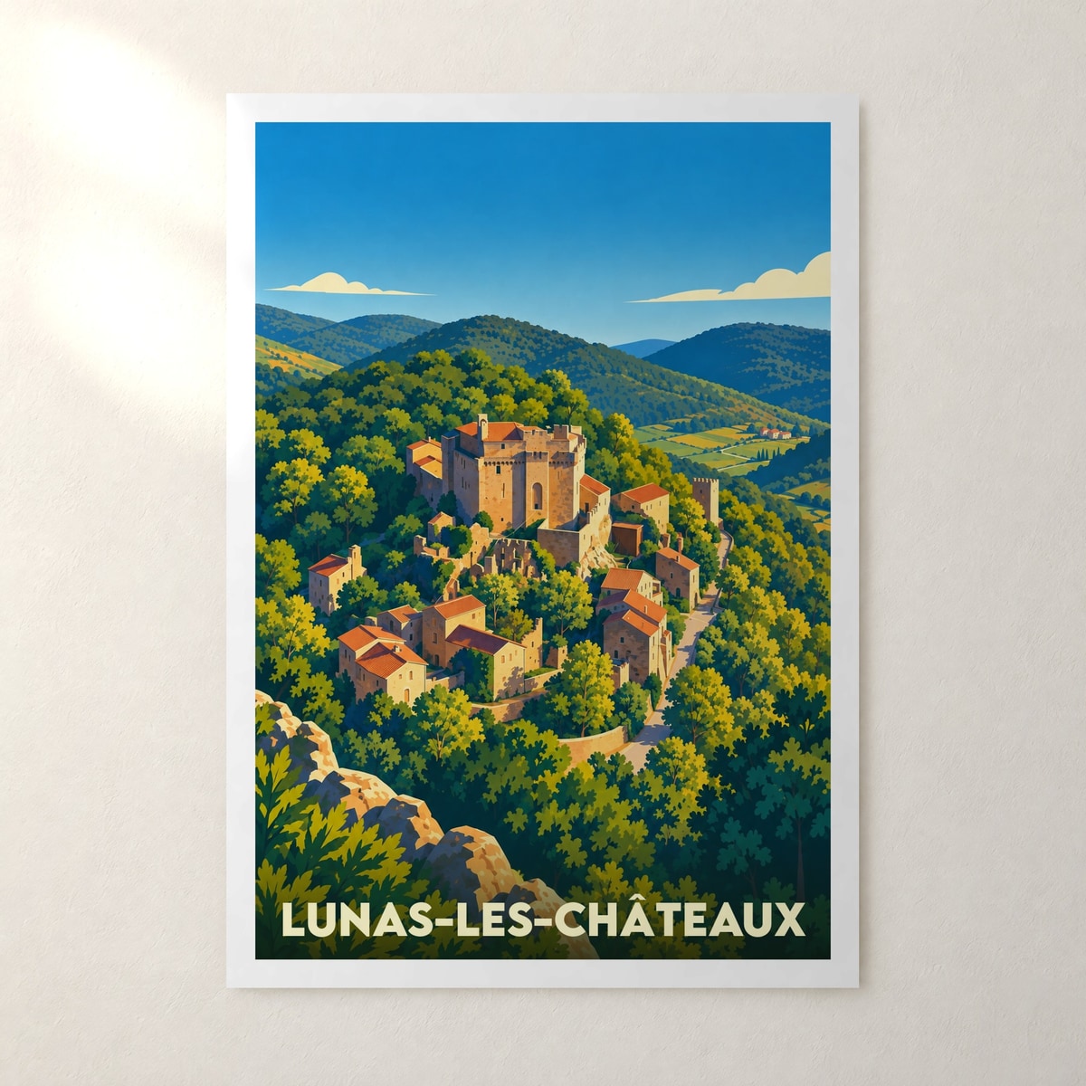 Affiche Lunas-les-Châteaux – sans cadre, accrochée au mur