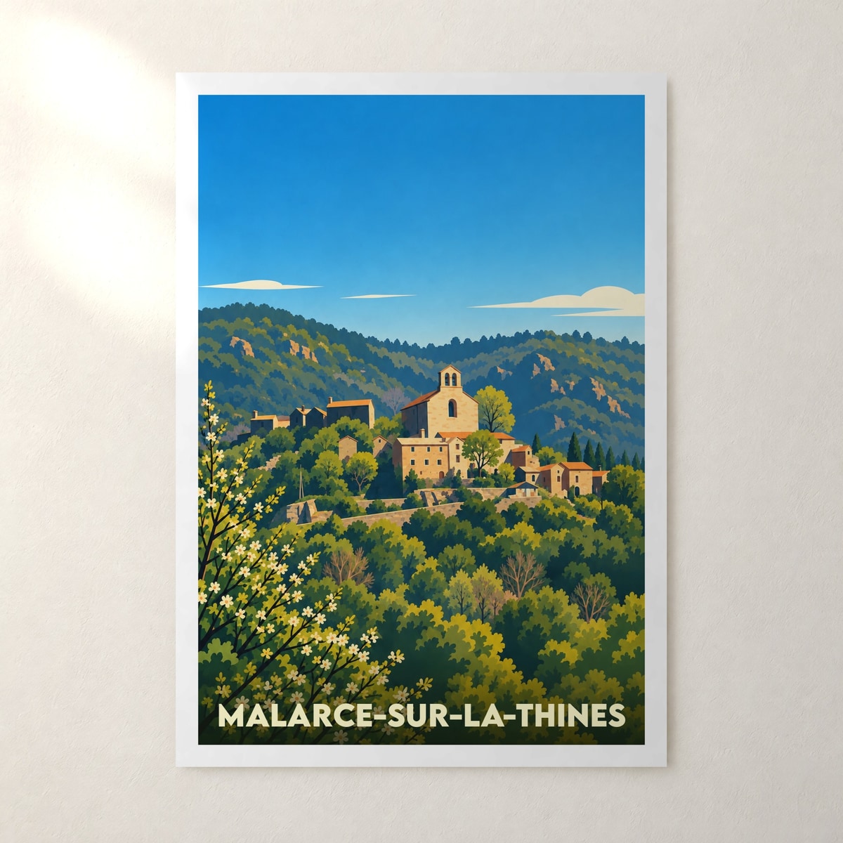 Affiche Malarce-sur-la-Thines – sans cadre, accrochée au mur