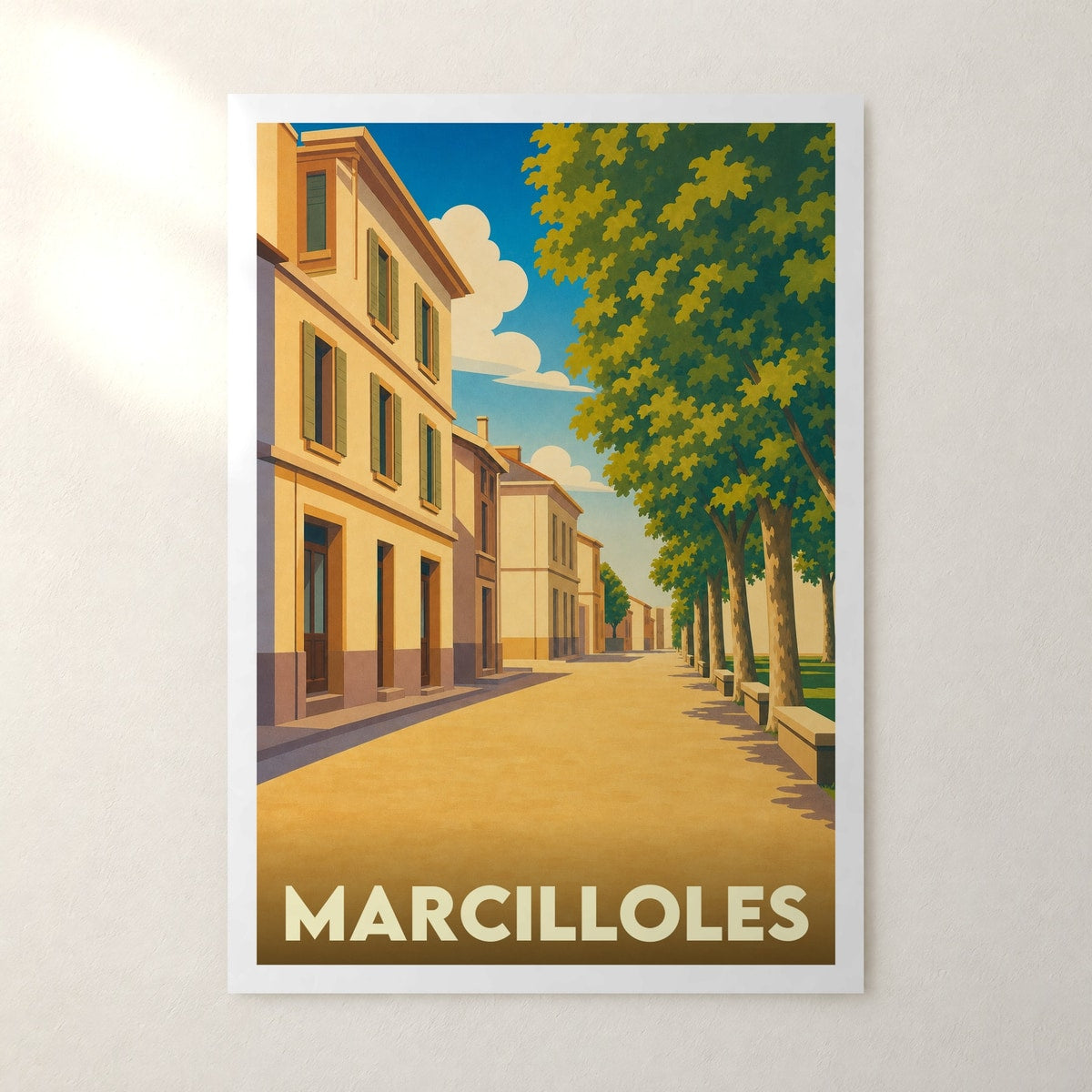 Affiche Marcilloles – sans cadre, accrochée au mur