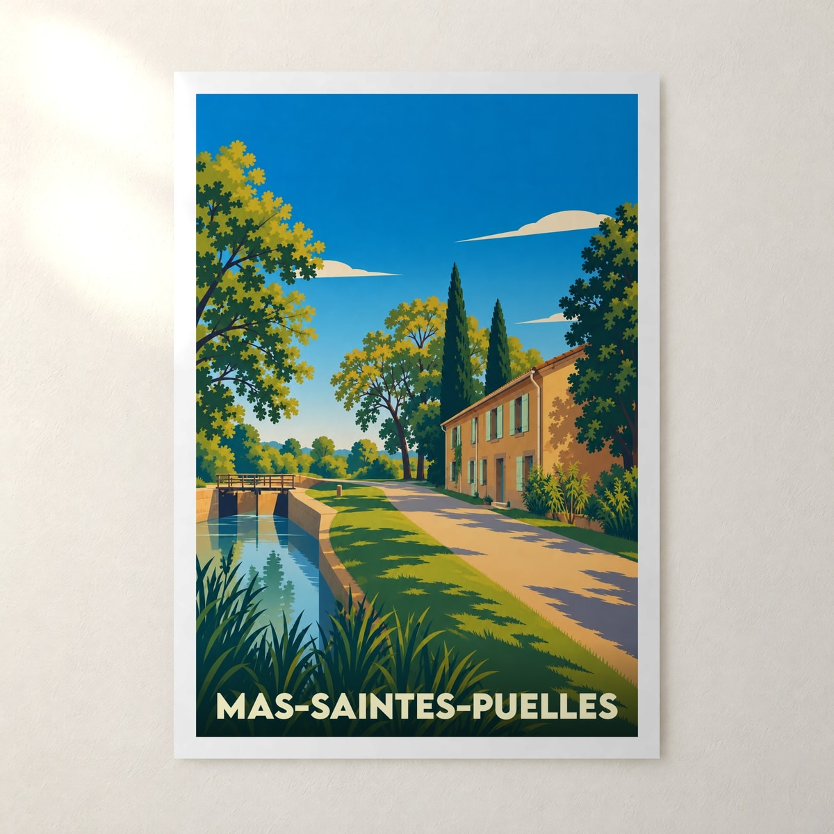 Affiche Mas-Saintes-Puelles – sans cadre, accrochée au mur