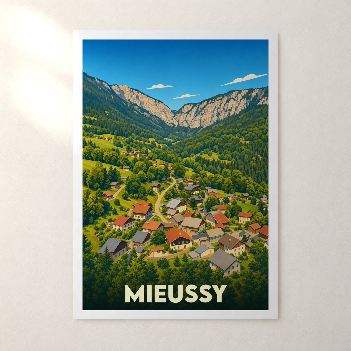 Affiche Mieussy – sans cadre, accrochée au mur
