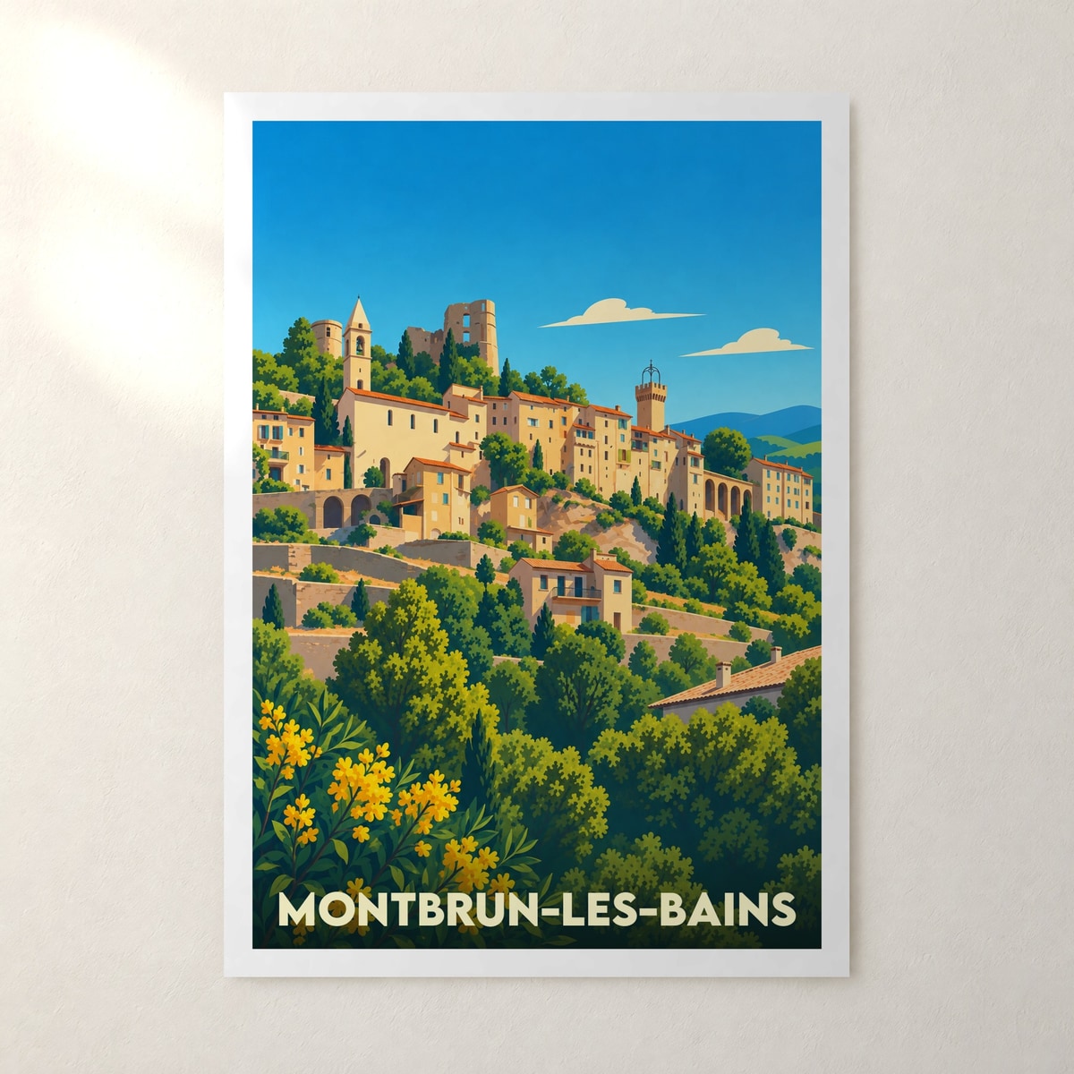 Affiche Montbrun-les-Bains – sans cadre, accrochée au mur
