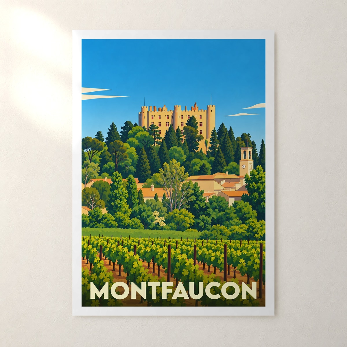 Affiche Montfaucon (Gard) – sans cadre, accrochée au mur