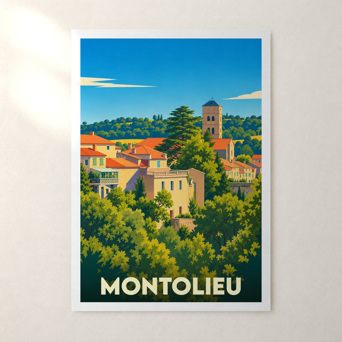 Affiche Montolieu – sans cadre, accrochée au mur