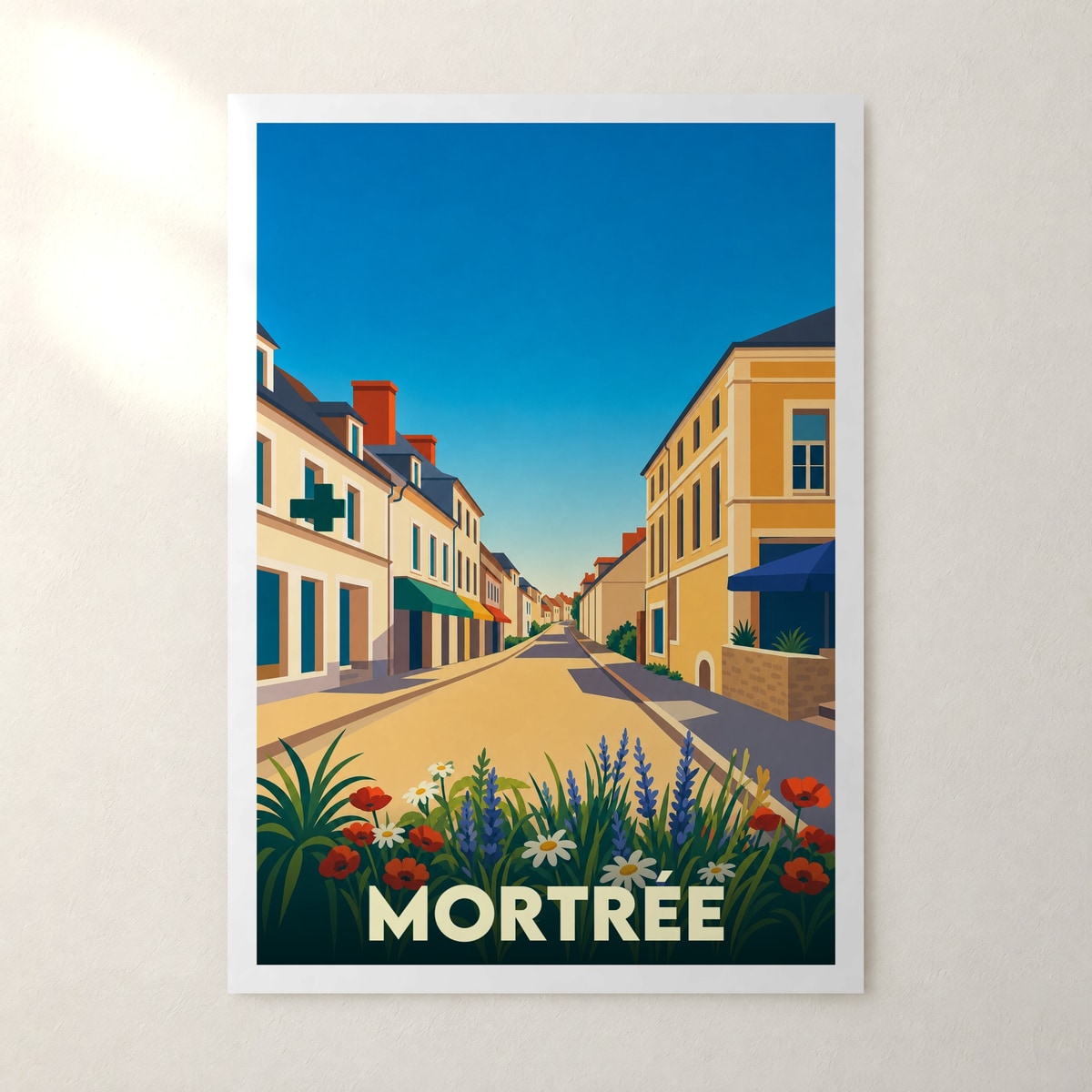 Affiche Mortrée – sans cadre, accrochée au mur