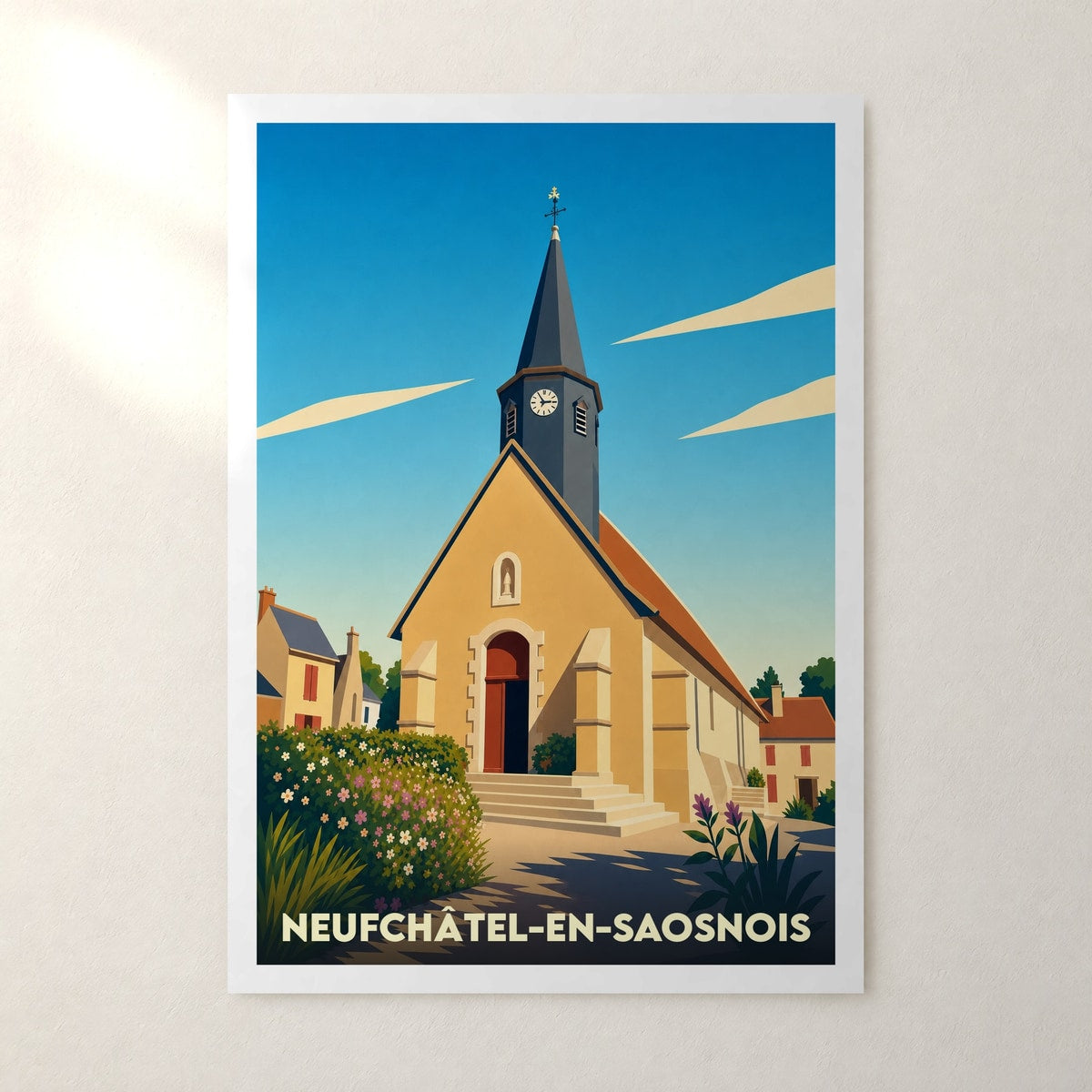 Affiche Neufchâtel-en-Saosnois – sans cadre, accrochée au mur
