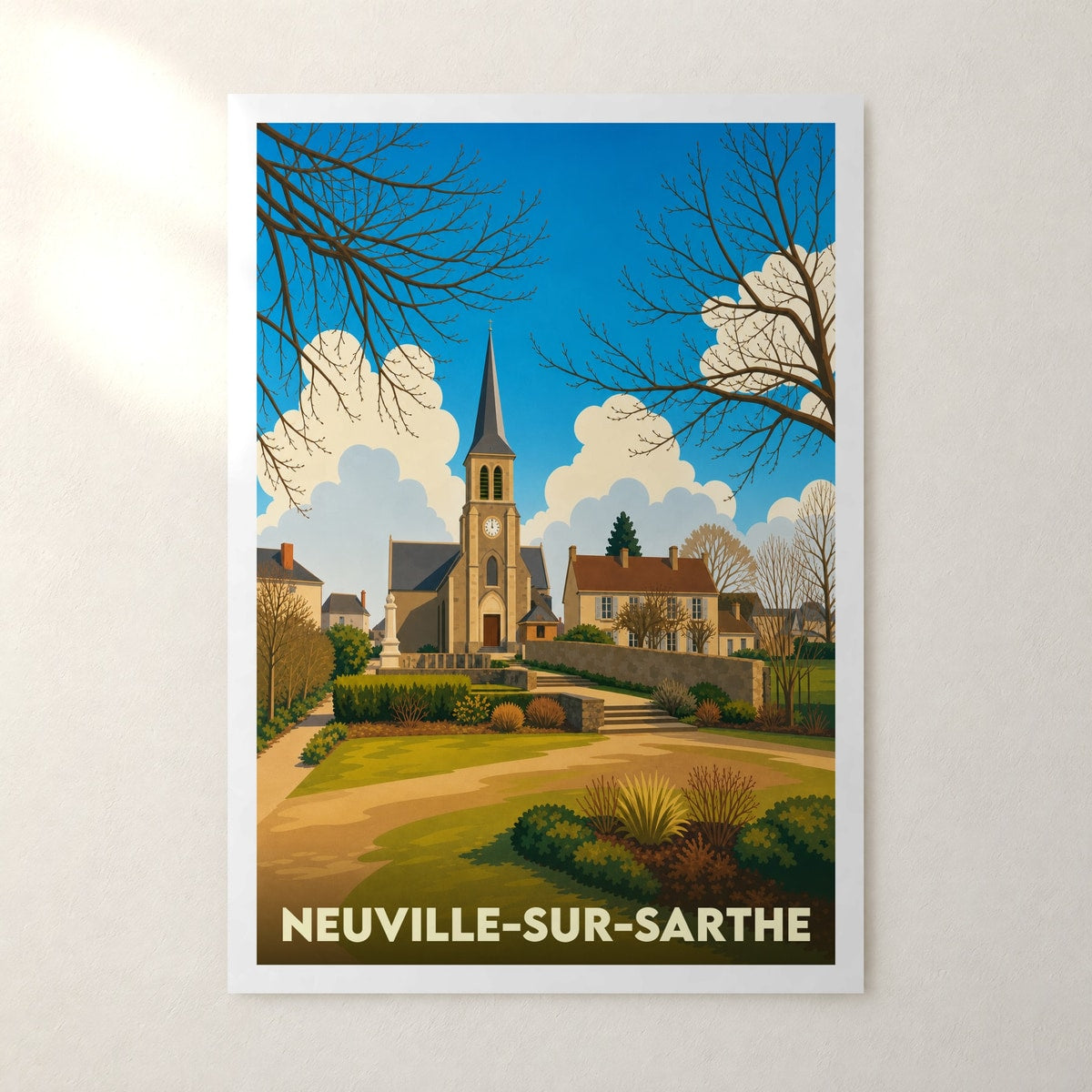 Affiche Neuville-sur-Sarthe – sans cadre, accrochée au mur