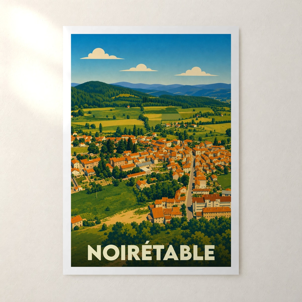 Affiche Noirétable – sans cadre, accrochée au mur