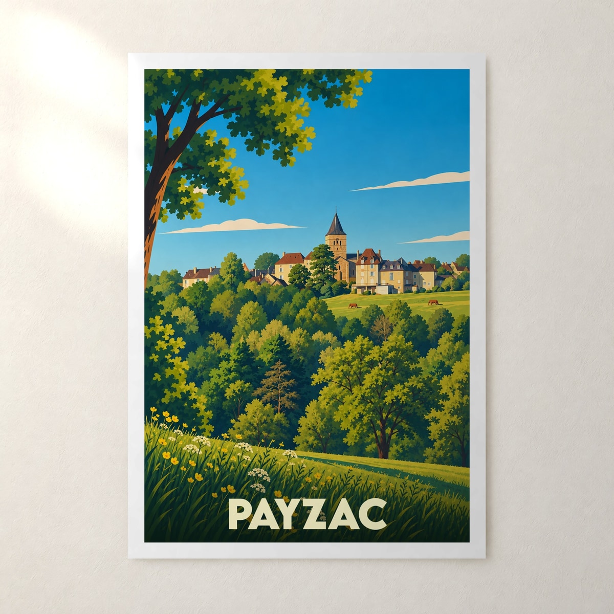 Affiche Payzac (Dordogne) – sans cadre, accrochée au mur