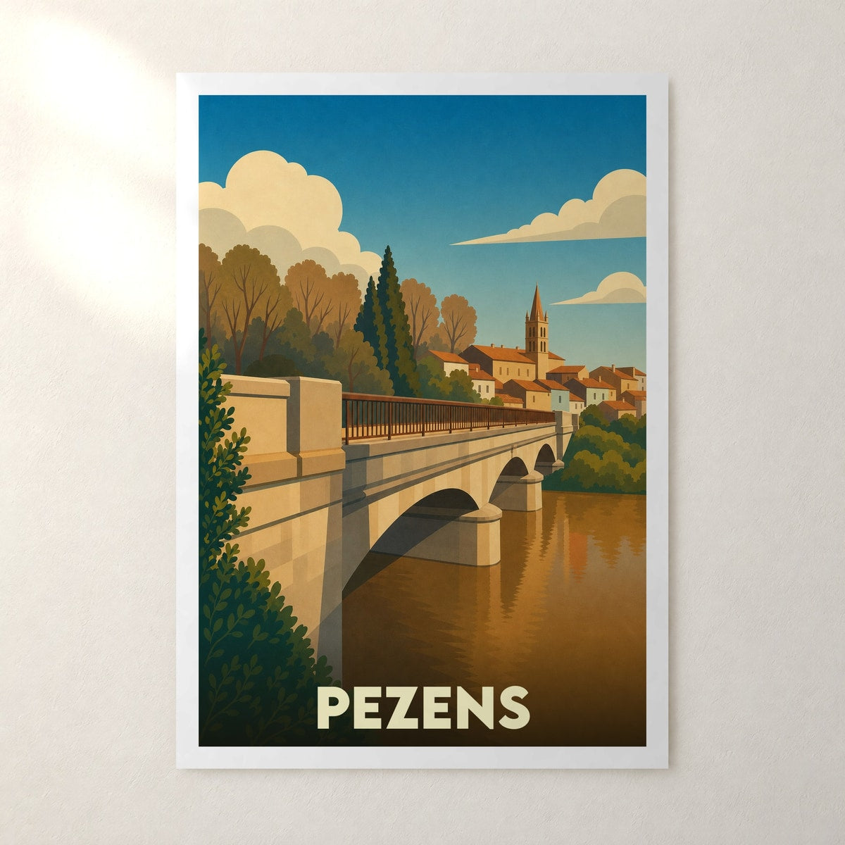 Affiche Pezens – sans cadre, accrochée au mur