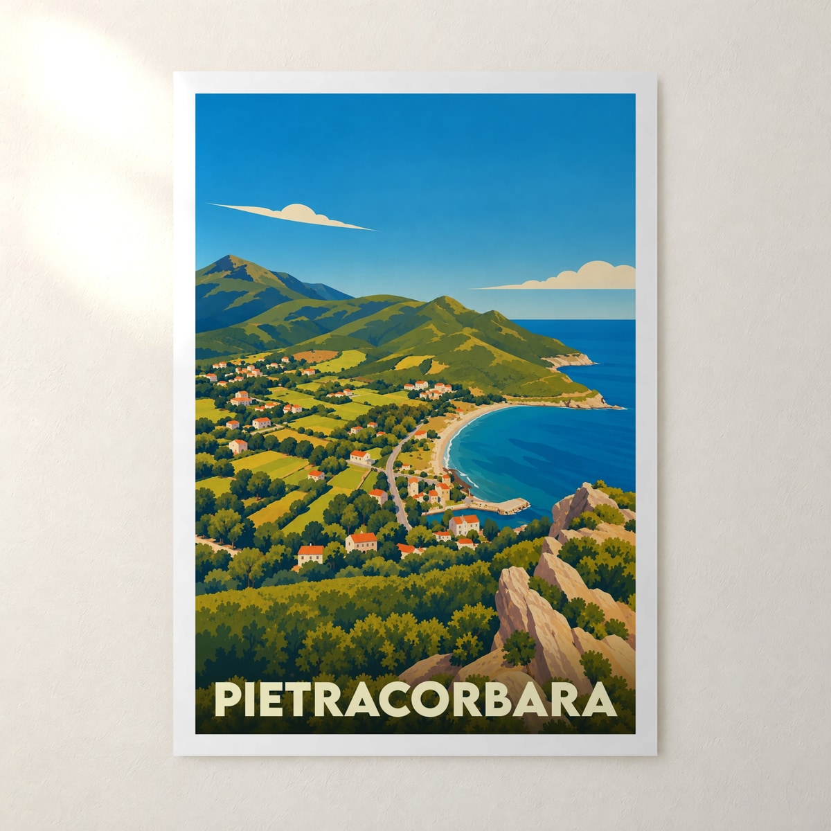 Affiche Pietracorbara – sans cadre, accrochée au mur