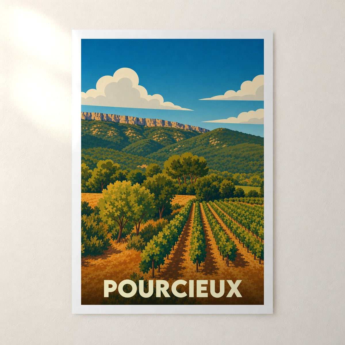 Affiche Pourcieux – sans cadre, accrochée au mur
