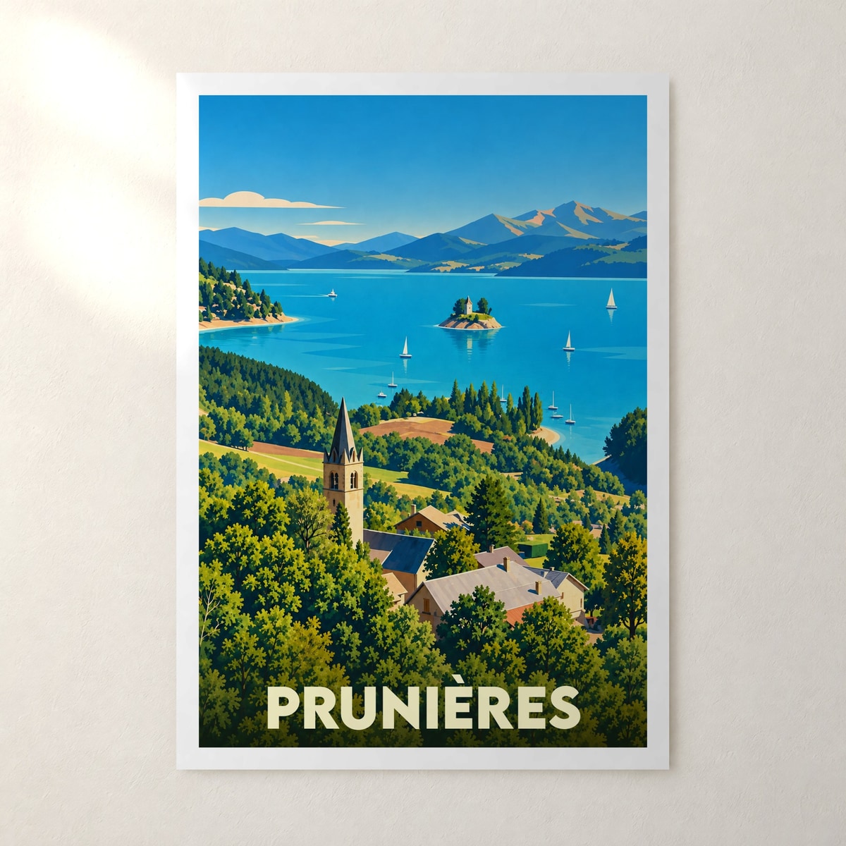 Affiche Prunières (Hautes-Alpes) – sans cadre, accrochée au mur