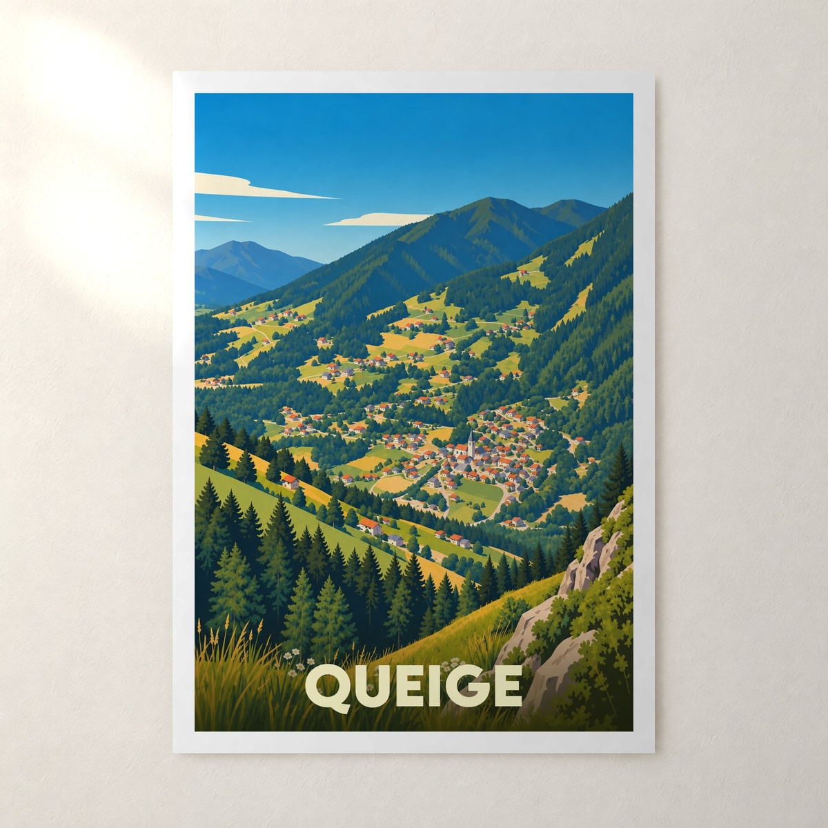 Affiche Queige – sans cadre, accrochée au mur