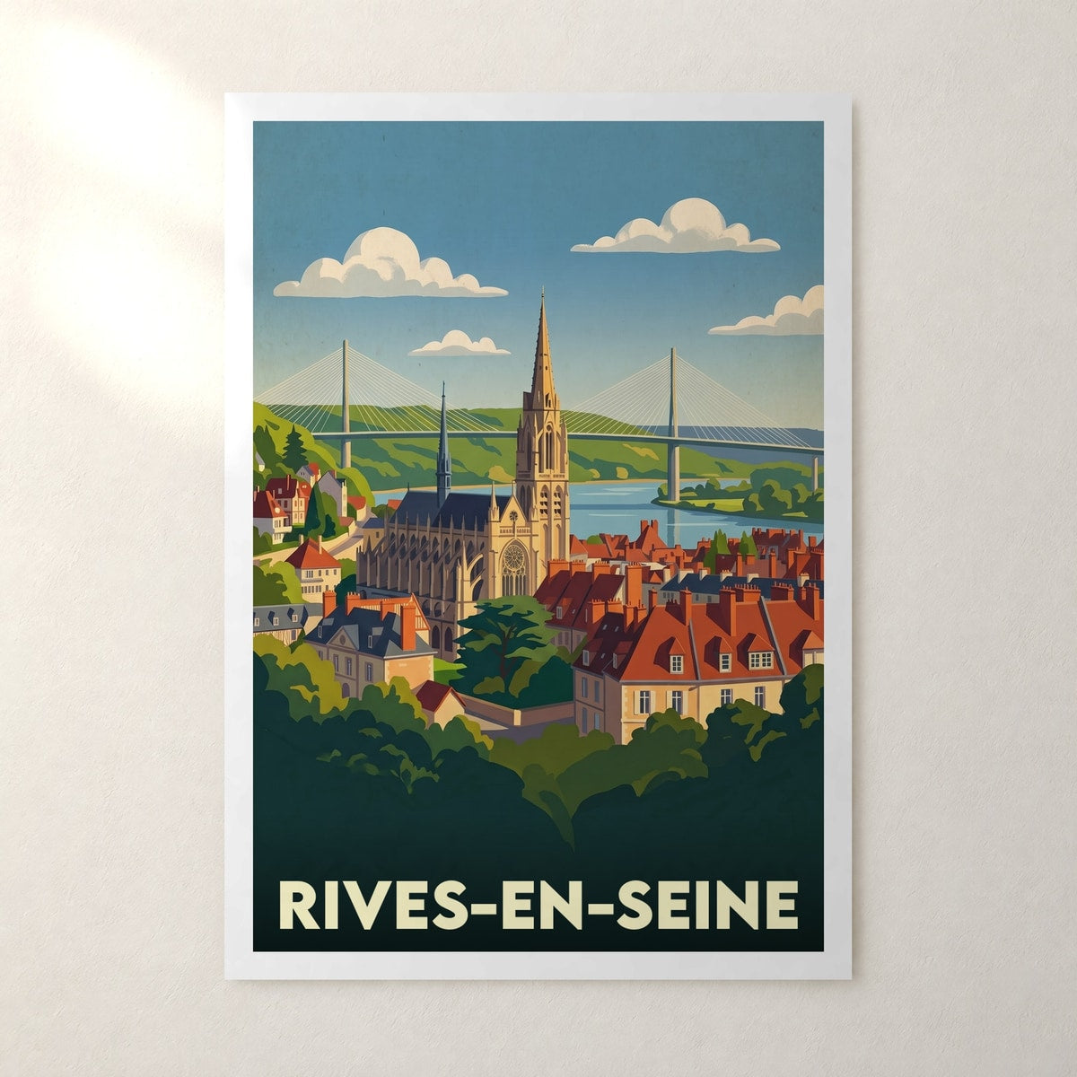 Affiche Rives-en-Seine – sans cadre, accrochée au mur