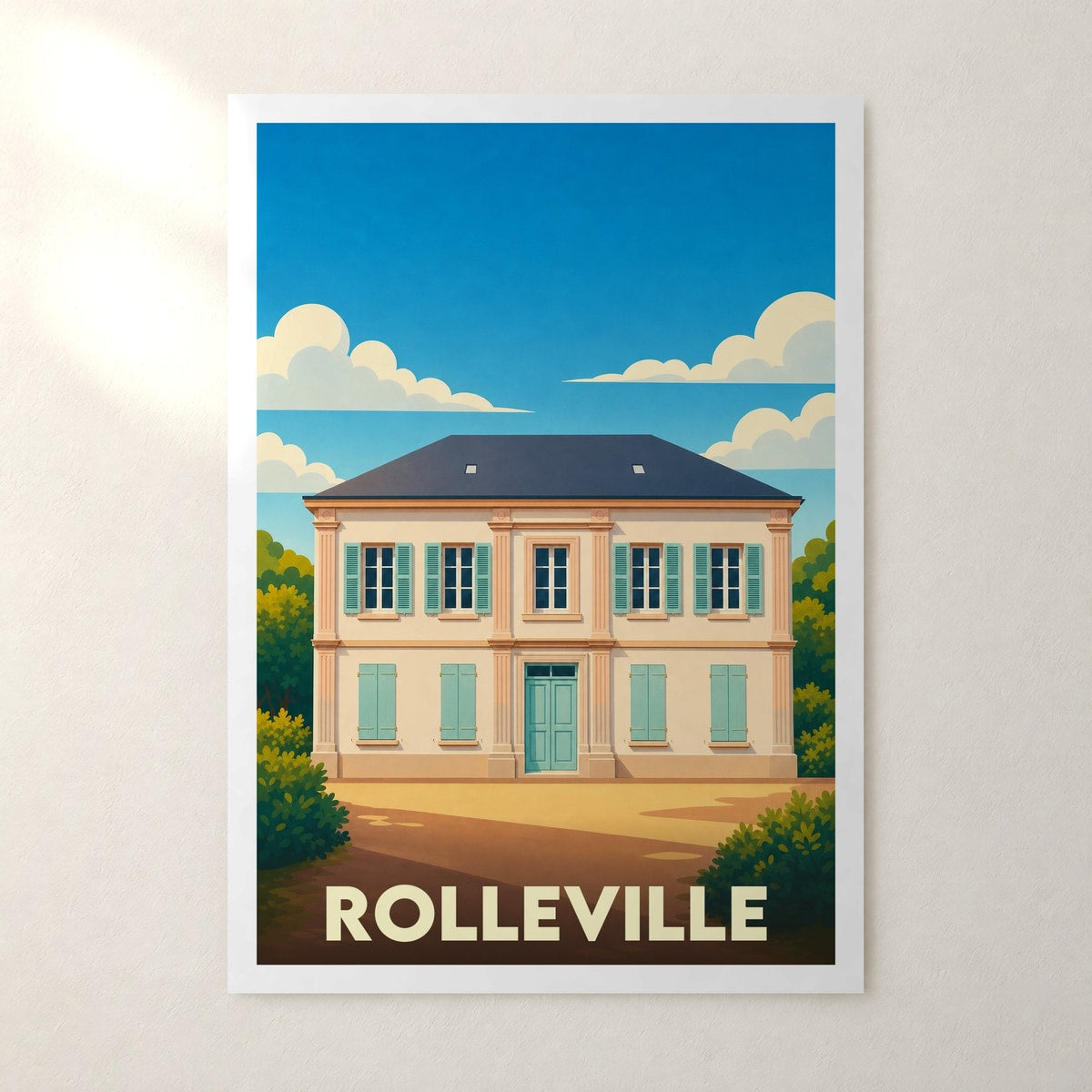 Affiche Rolleville – sans cadre, accrochée au mur