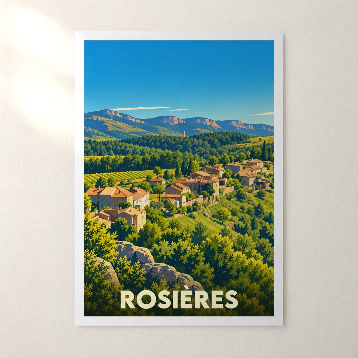 Affiche Rosières (Ardèche) – sans cadre, accrochée au mur