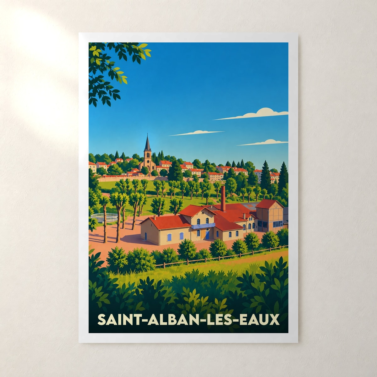 Affiche Saint-Alban-les-Eaux – sans cadre, accrochée au mur