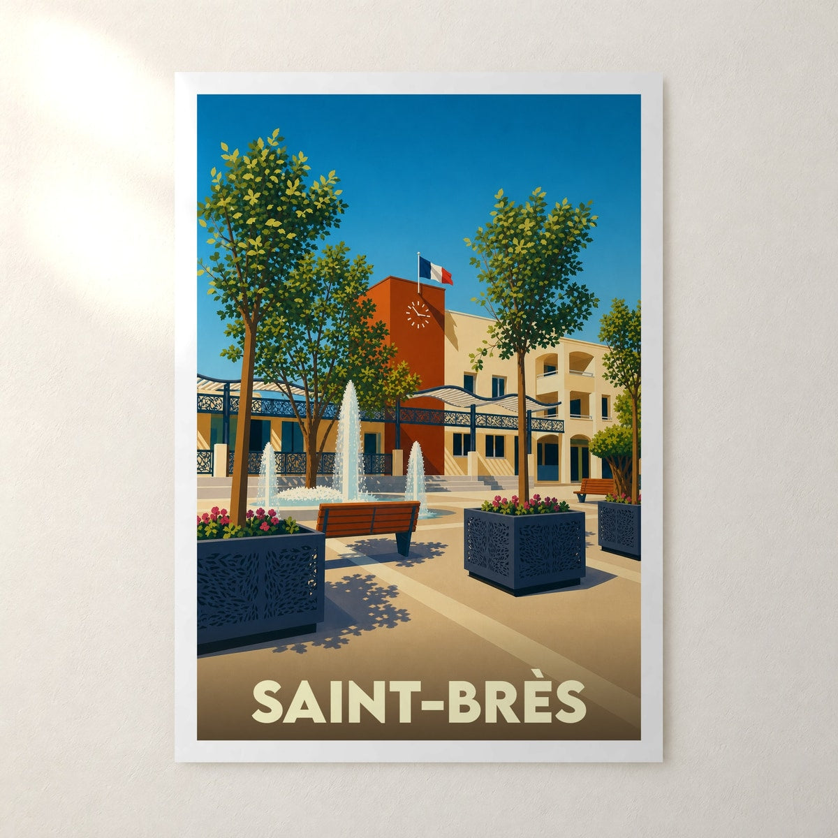 Affiche Saint-Brès – sans cadre, accrochée au mur