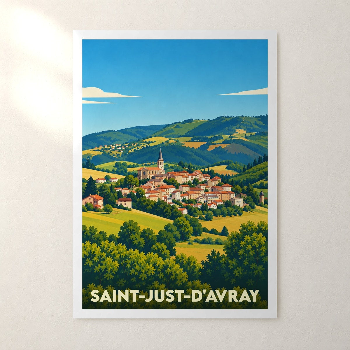 Affiche Saint-Just-d'Avray – sans cadre, accrochée au mur