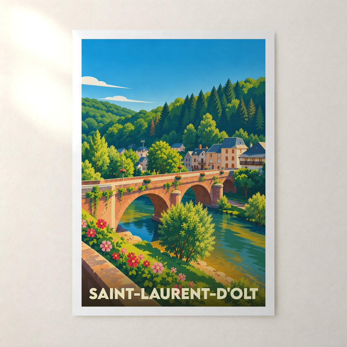 Affiche Saint-Laurent-d'Olt – sans cadre, accrochée au mur