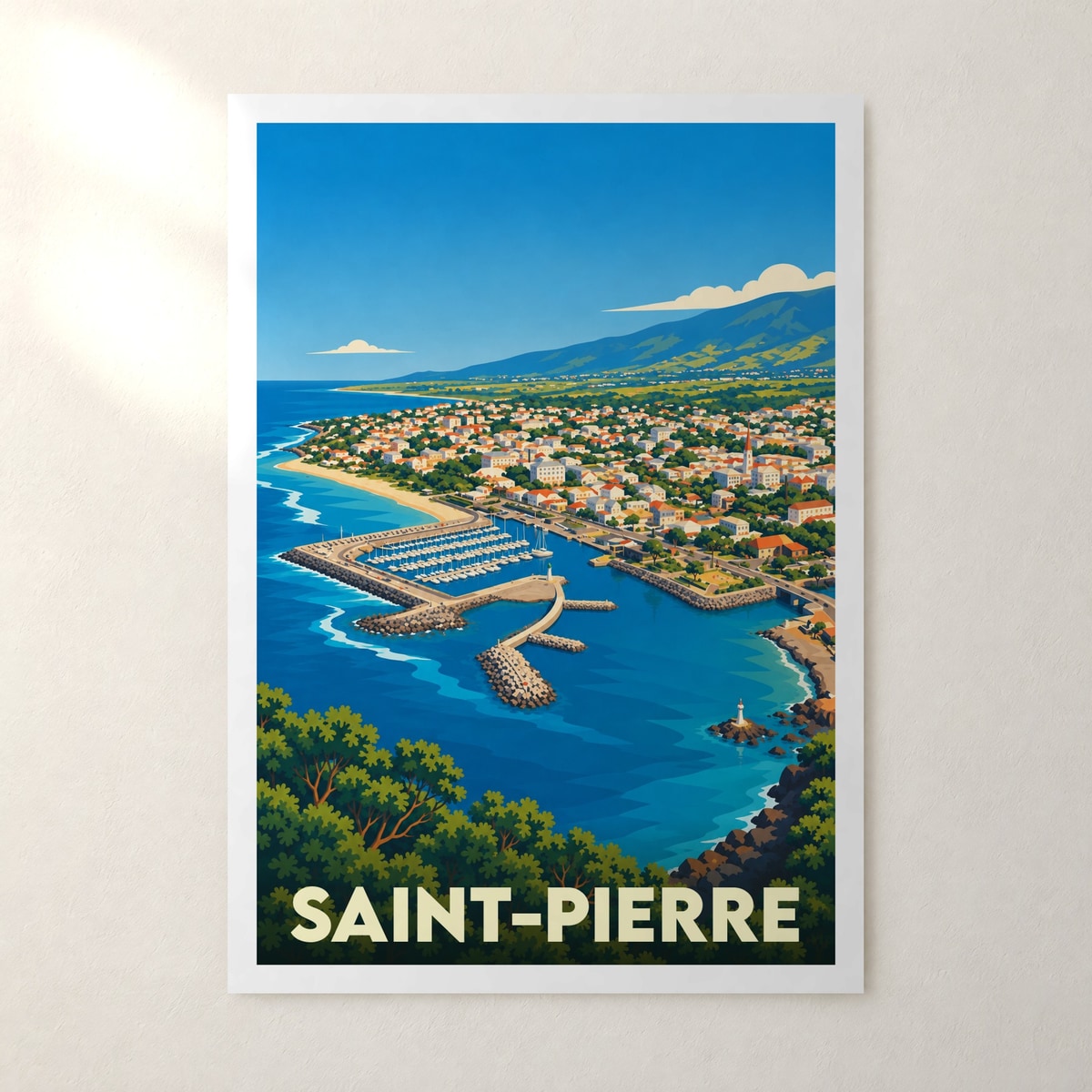 Affiche Saint-Pierre (La Réunion) – sans cadre, accrochée au mur
