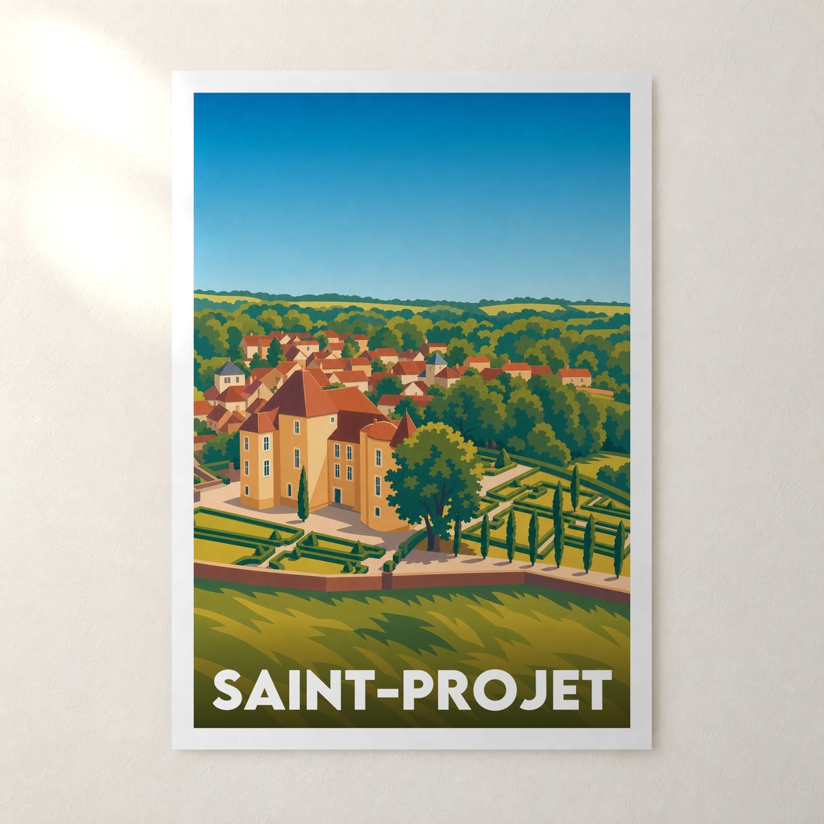 Affiche Saint-Projet – sans cadre, accrochée au mur