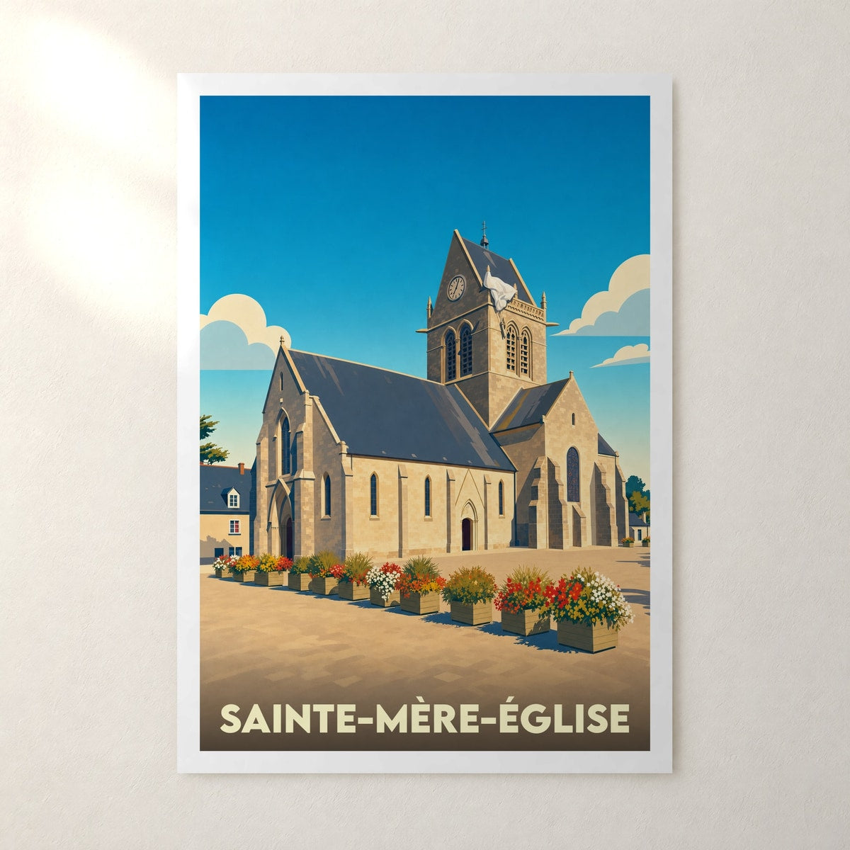 Affiche Sainte-Mère-Église – sans cadre, accrochée au mur