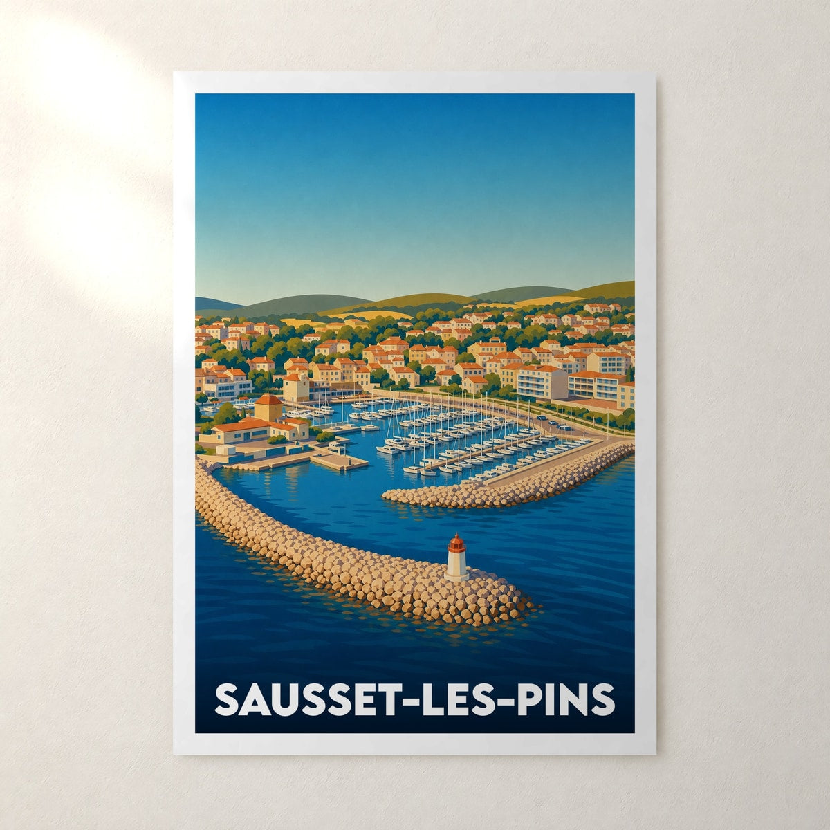 Affiche Sausset-les-Pins – sans cadre, accrochée au mur