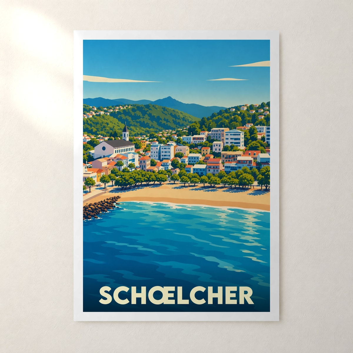 Affiche Schœlcher – sans cadre, accrochée au mur