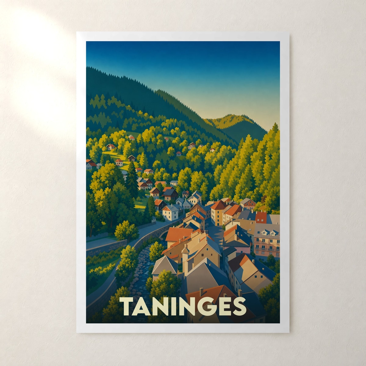 Affiche Taninges – sans cadre, accrochée au mur