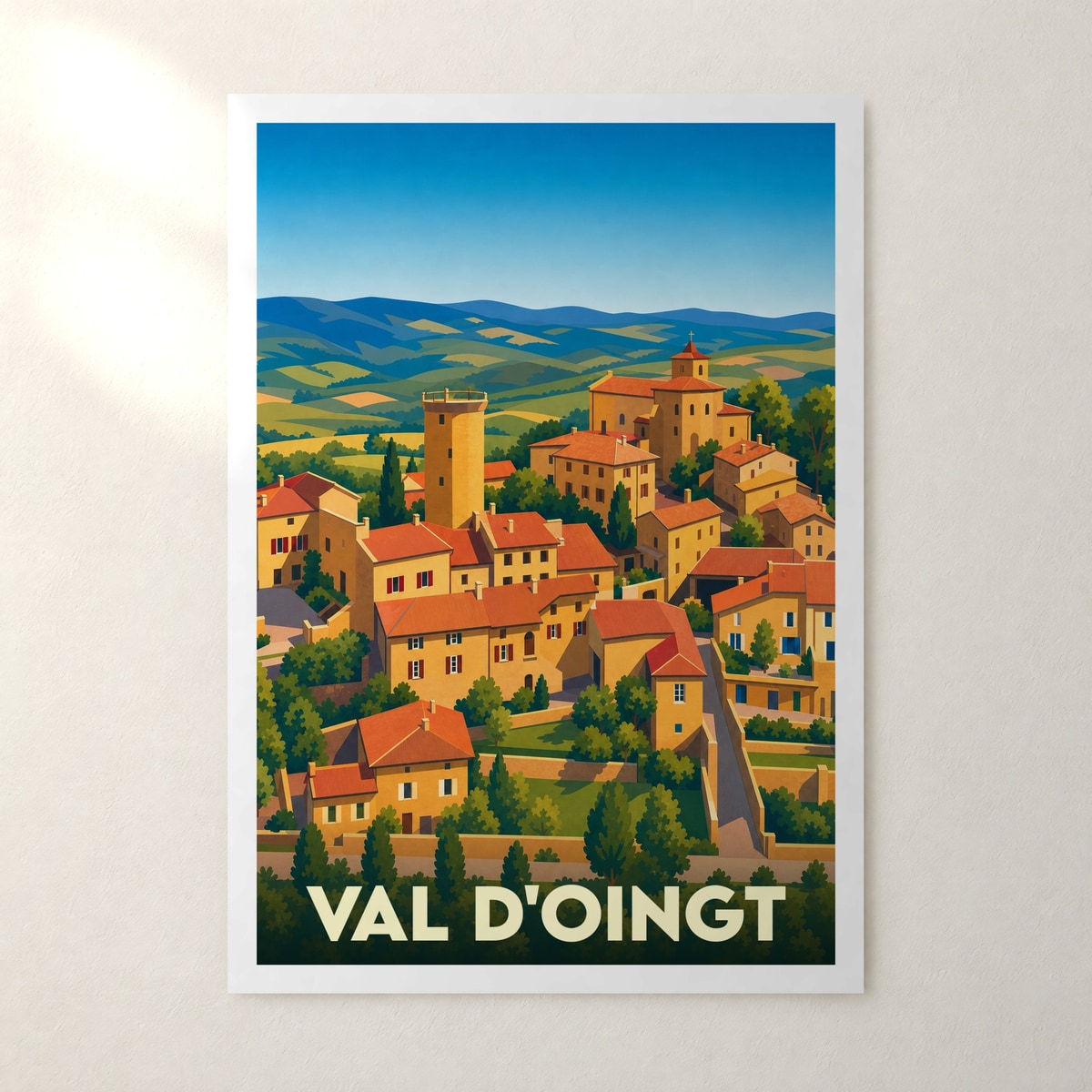 Affiche Val d'Oingt – sans cadre, accrochée au mur