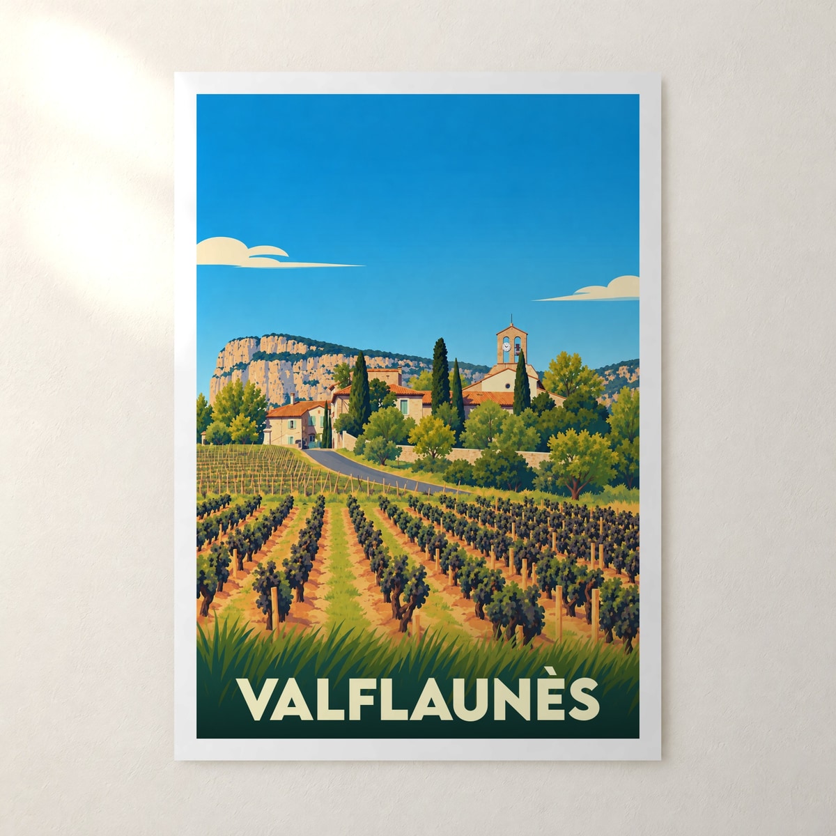 Affiche Valflaunès – sans cadre, accrochée au mur