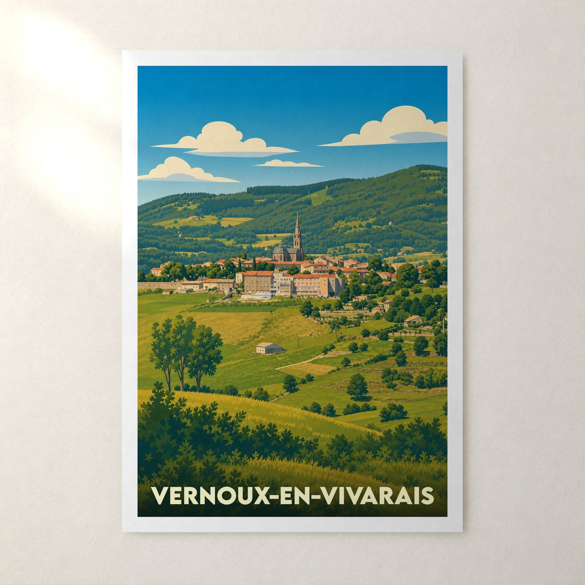 Affiche Vernoux-en-Vivarais – sans cadre, accrochée au mur