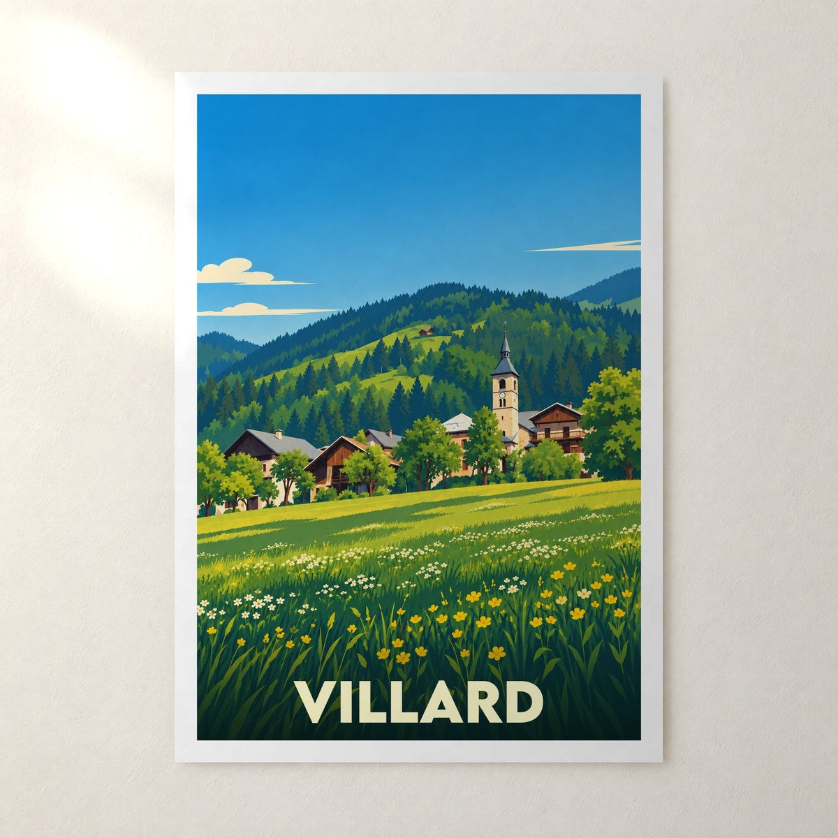 Affiche Villard (Haute-Savoie) – sans cadre, accrochée au mur