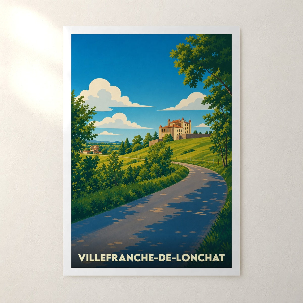Affiche Villefranche-de-Lonchat – sans cadre, accrochée au mur