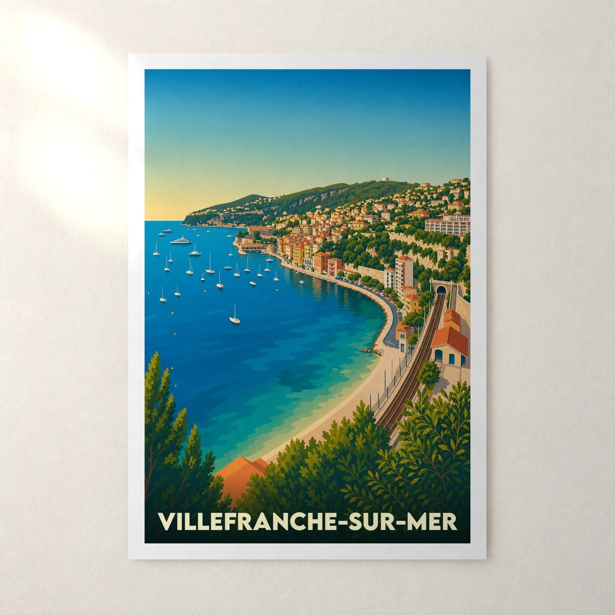 Affiche Villefranche-sur-Mer – sans cadre, accrochée au mur